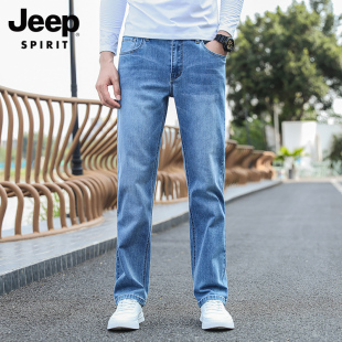 男新款 春秋款 休闲宽松直筒裤 潮流弹力长裤 子男士 吉普牛仔裤