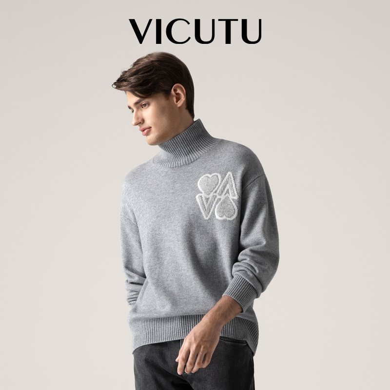 秋冬季男士毛衣VICUTU针织衫高领