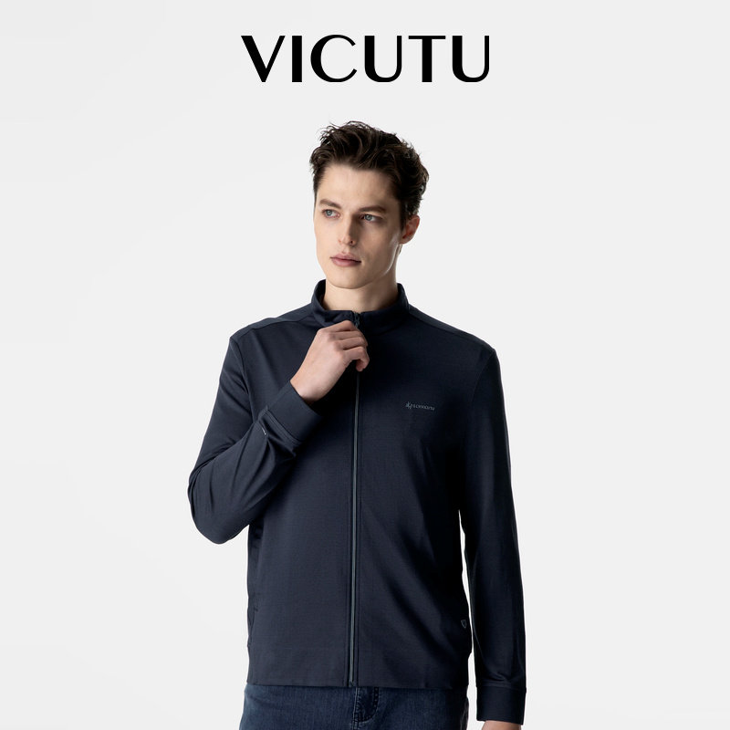VICUTU威可多男士卫衣春季款舒适亲肤时尚立领商务休闲百搭外套