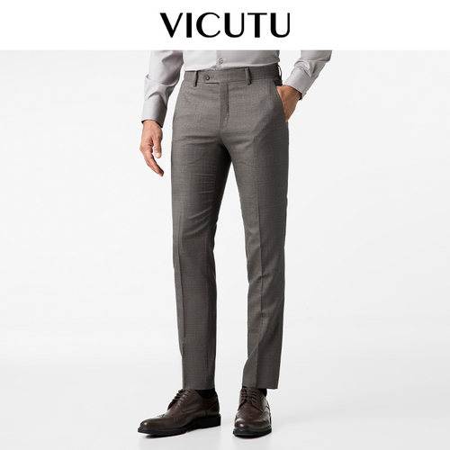 威可多西装裤男纯羊毛
