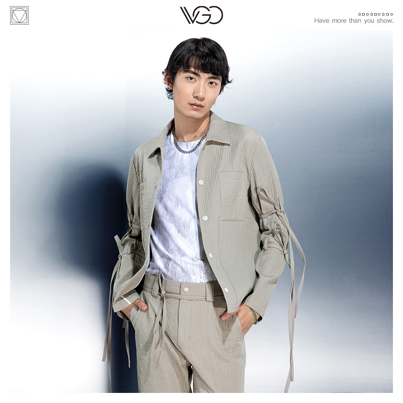 VGO衬衫男设计感小众帅