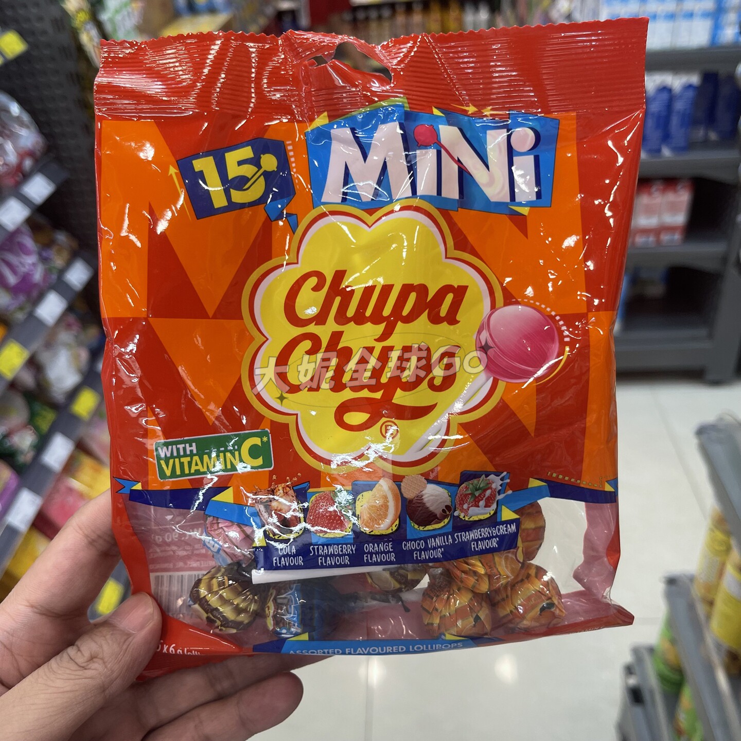 香港代购 德国进口珍宝珠Chupa Chups棒棒糖可乐/水果杂锦味15支