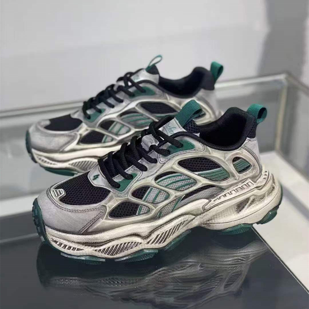 老爹鞋男2026春新款厚底增高运动鞋网面透气休闲男鞋圆头系带减震,流行男鞋,老爹鞋,淘宝优惠券,粉丝福利购,淘宝优惠卷