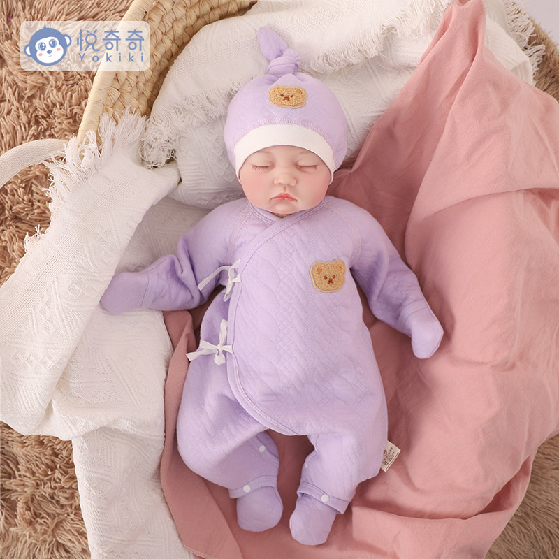 婴儿连脚连体衣秋冬外出服夹棉包脚哈衣春秋款新生宝宝夹棉哈衣
