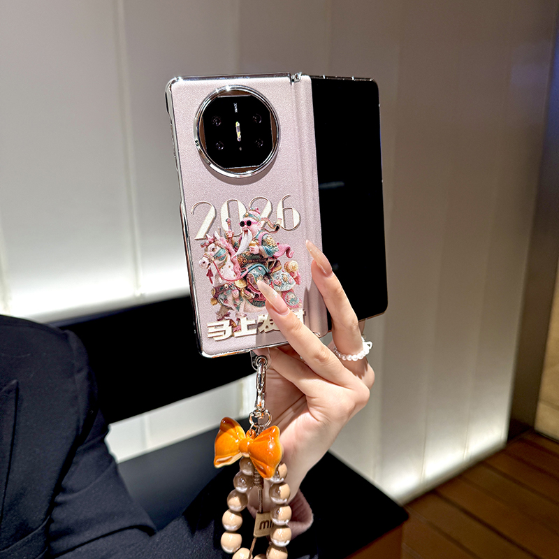 卡通创意支架适用华为matex7手机壳折叠屏电镀新款matax6典藏版外壳metex5套中轴保护高端皮纹metax3潮牌女款