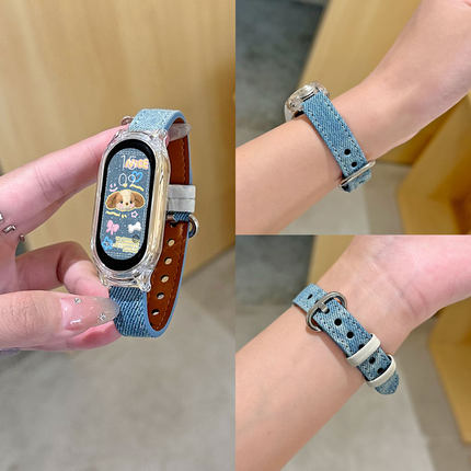 psnld适用小米手环9/8/7表带10NFC腕带复古牛仔小米7/6/5/4/3nfc手环腕带男女生三四五六七八代时尚替换带