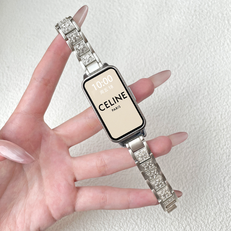 适用于华为手环10表带新款金属满钻华为band9运动腕带8nfc版高级感7荣耀智能9手表带6pro替换表链女生时尚