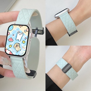 psnld适用小米手环9pro表带皮纹硅胶磁吸小米8pro运动手腕带女生7pro智能秋冬ins风时尚 透气高颜值9PRO表壳