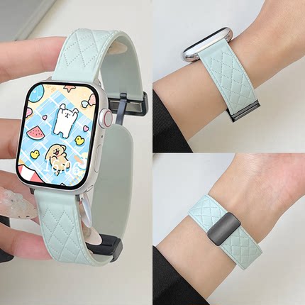 psnld适用小米手环9pro表带皮纹硅胶磁吸小米8pro运动手腕带女生7pro智能秋冬ins风时尚透气高颜值9PRO表壳