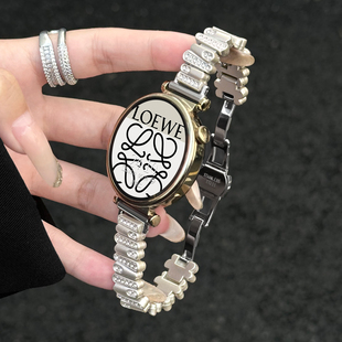 适用华为watchgt5表带金属女款 女表镶钻3pro手表带gt2女士创意41mm gt4系列watch5手表链高级感智能gt3新款