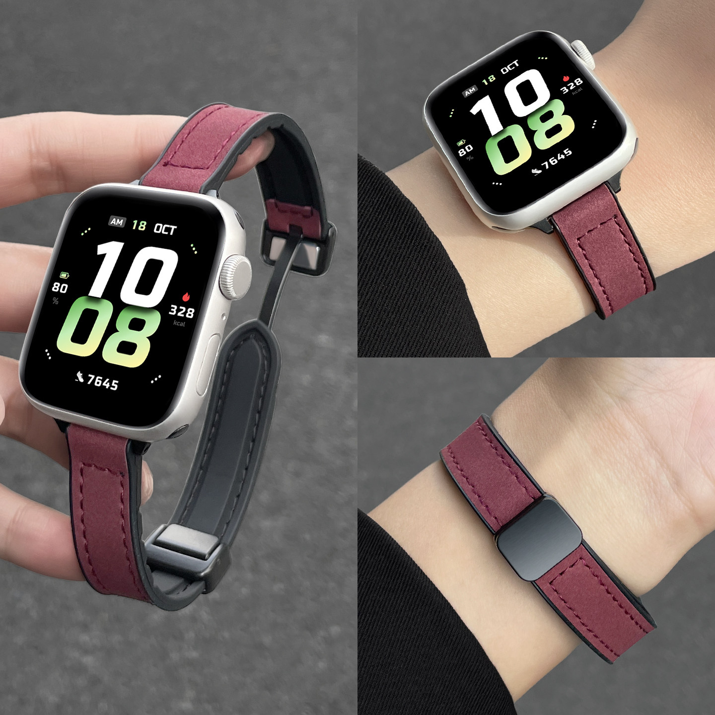 适用vivo watch gt2表带疯马皮磁吸iqoo手表watch5手表带链硅胶GT智能运动替换腕带防水月光白/辰夜黑/精钢版,智能设备,智能手表手环表带/腕带,淘宝优惠券,粉丝福利购,淘宝优惠卷