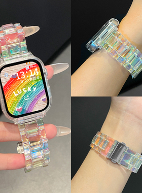 适用红米watch4/5/6表带创意新款炫彩树脂小米Redmi3/2智能小米运动手环8pro替换9pro表带女生高颜值表链