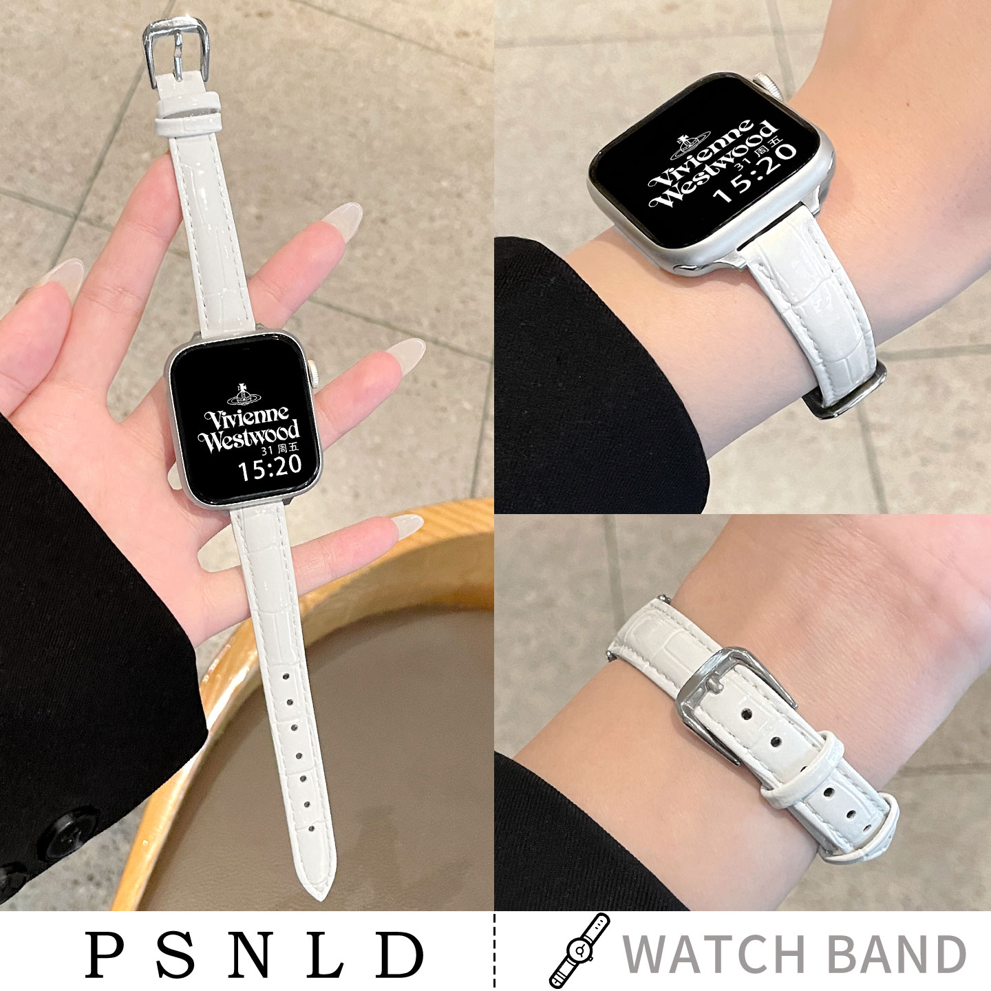 华为fit4手表带真皮竹节纹psnld