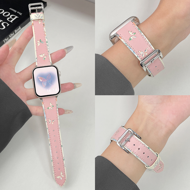 皮质蝴蝶花纹psnld华为fit3表带