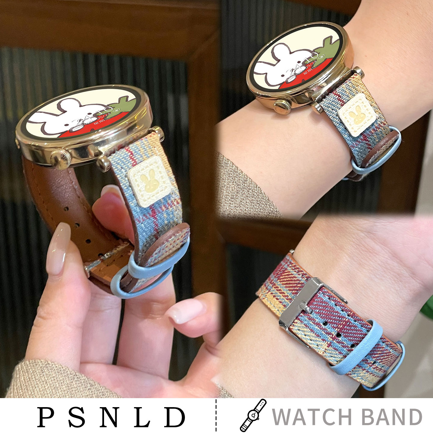 华为gt6表带新款格纹皮质psnld