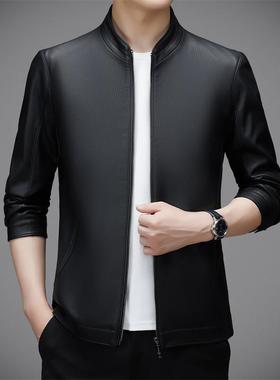 新款秋冬年季海宁皮衣士绵皮皮SK68-PP夹男克休闲短款爸爸外羊套