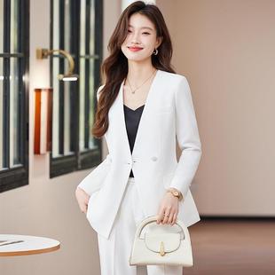 女闲干练商西服美容院养休生务经馆理工作 套装 黑色MYT 6806领西装