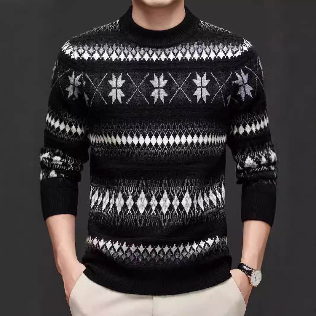 秋中冬年羊毛衫条纹浮虚针提花加厚闲百搭个性冬季保休衣暖241012,男装,针织衫/毛衣,淘宝优惠券,粉丝福利购,淘宝优惠卷