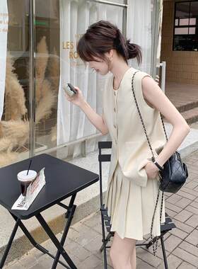 小香无袖尚西装甲百褶短裙套装女夏季高级风C066-02老钱风马时两