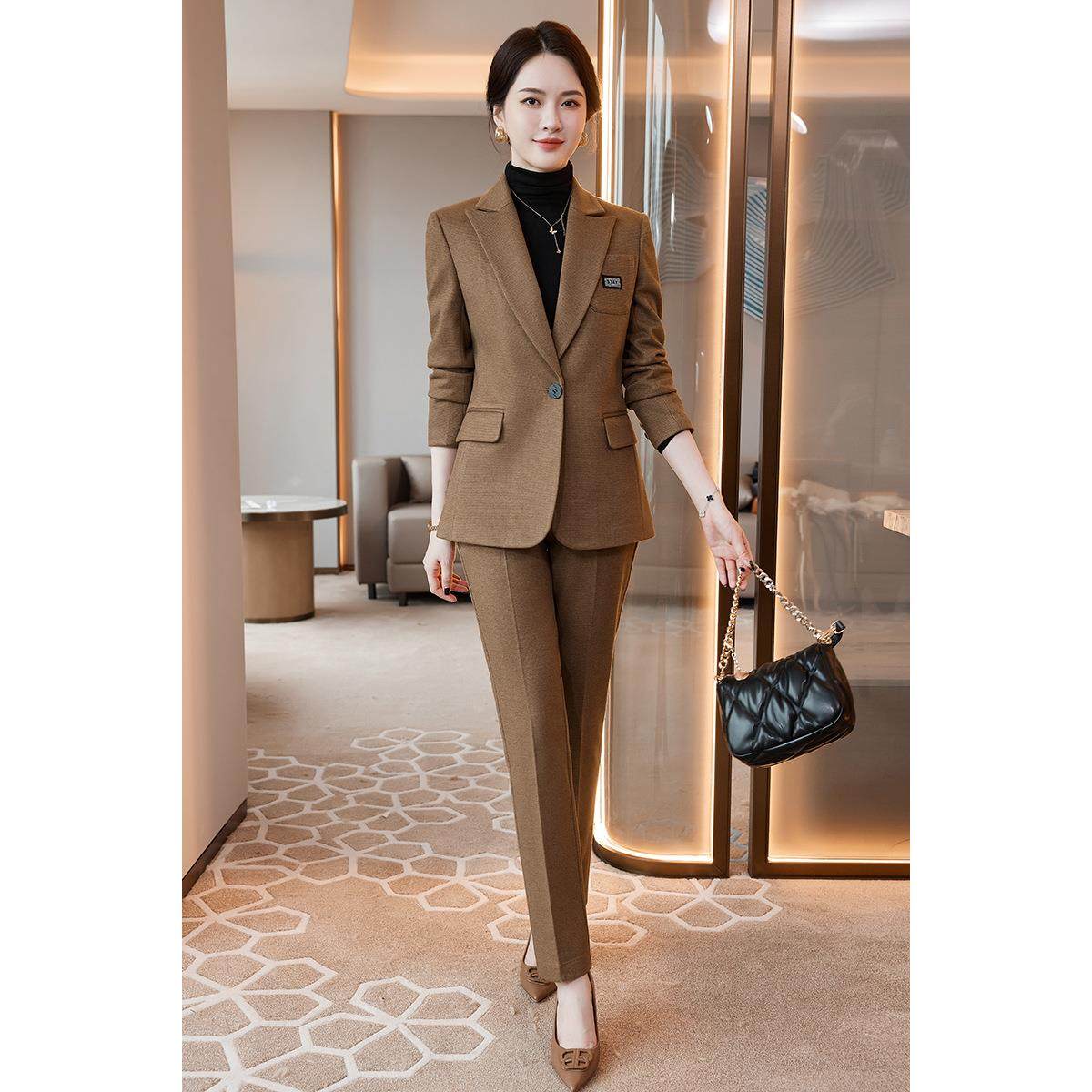 年其秋冬季新款卡简色长袖职业约西装外女裤子套AL743694两件套装,女装/女士精品,职业女裤套装,淘宝优惠券,粉丝福利购,淘宝优惠卷