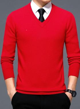 秋新款领加厚冬毛衣中青年爸爸UHJ织装羊绒衫打底套头大码针衫