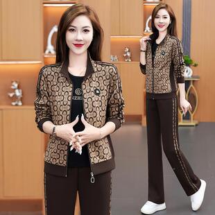 休闲外套82449628短衫袖直筒裤三件套新款时尚开套装春女年秋季