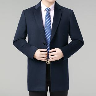 毛冬季羊毛呢大衣长男85028-OP士中款西装领修身羊子大衣外套男装