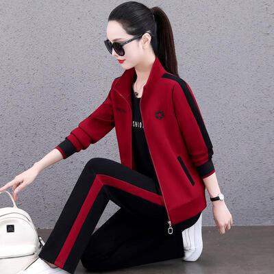 跑运824756动服套装女春秋老年妈长妈袖外套减龄中步宽松休闲卫衣