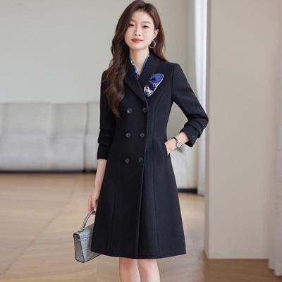 中AL838271长款毛呢西高装外套女冬新款端仪礼接待气质工职业作服