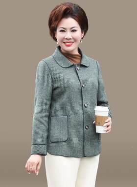 毛中妈妈春装外套短款76127197洋气新款中老女年呢子正反两面穿上