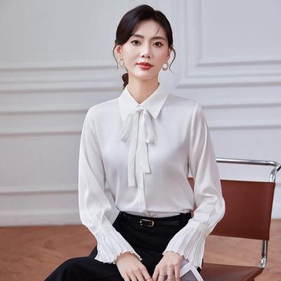 美师容院中袖衬衬衫女酒店前台时尚气上衣美容雪纺SY-8157飘质带