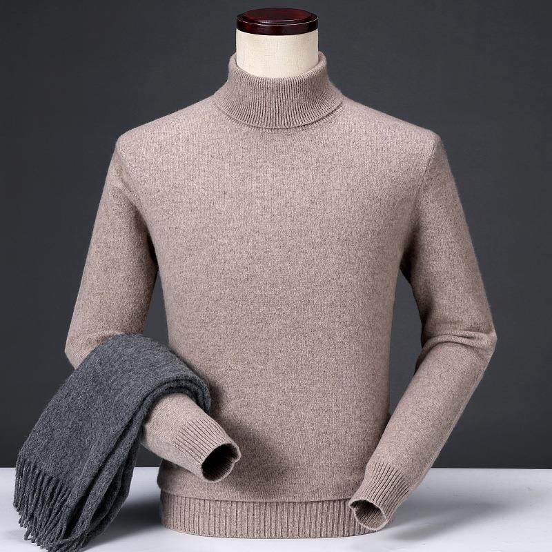 冬季男士绒羊衫青中年休闲时尚5705-YA加厚款领纯色羊毛衫高毛衣,男装,羊绒套衫,淘宝优惠券,粉丝福利购,淘宝优惠卷