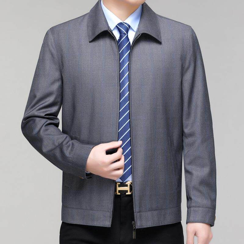 高级感男士夹老克春6608秋季款奢中年高端绅士轻商爆务行政夹克