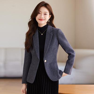 绵毛毛呢西装AL828582外套女短款子个秋冬羊新款高端妮子外套小小
