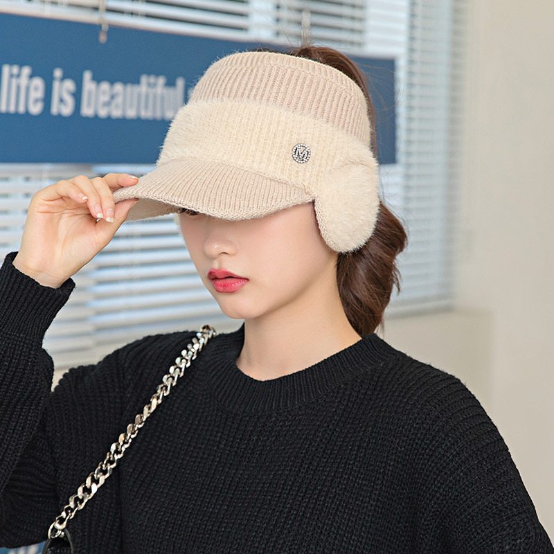 空顶毛线护耳鸭舌帽韩版