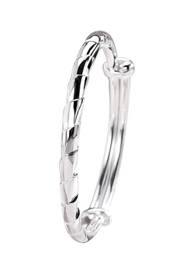 宝茉扭纹女9999足银手镯实心刻字