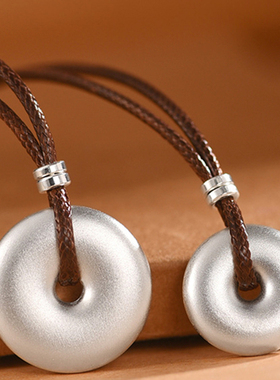 古法纯银如意平安扣吊坠情侣一对