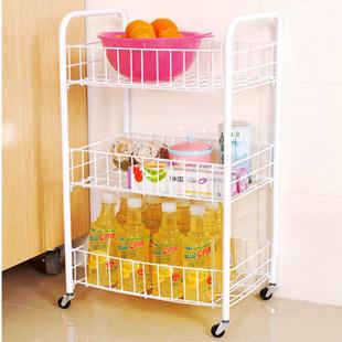 精品迷你三层带轮收纳架 厨房多功能蔬菜整理架 可移动浴室置物架