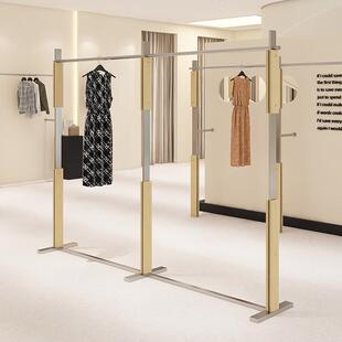 服装店展示架木质不锈钢创意货架壁挂式上墙陈列挂衣杆落地式衣架