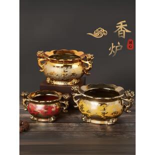日本品质钛金金砂陶瓷莲花造型香炉寺庙佛堂家用烧香供奉仙佛心经
