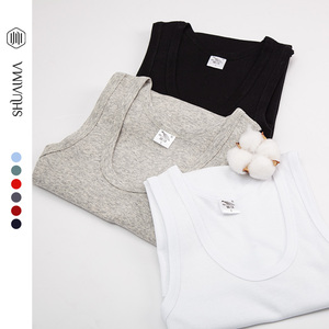 帅马男士背心纯棉修身运动无袖汗衫健身青年紧身打底衫弹力夏季潮