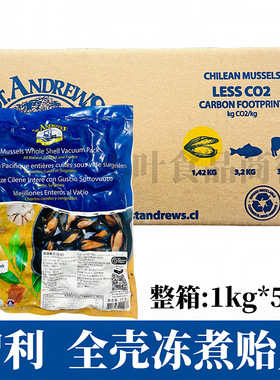 智利贻贝鲜活蓝口贝紫贻贝全壳5kg特大黑口贝商用烧烤冷冻淡菜
