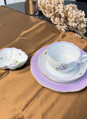 国现【赫伦Herend】紫色维也纳玫瑰系列杯碟碗盘六折清仓