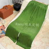 百搭气质 松紧腰提花丝绸直筒裤 2632 春夏薄款