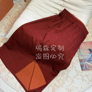 裙长85 腰围66 642 重磅红云纱老龟松紧腰半身裙百搭气质