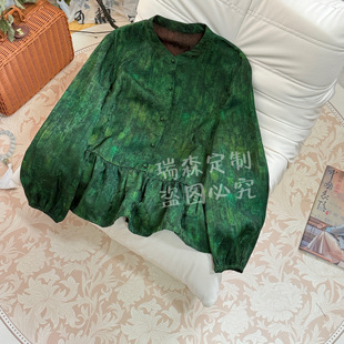 胸围98 T恤上衣 衣长57 重磅满分香云老料立领长袖 722