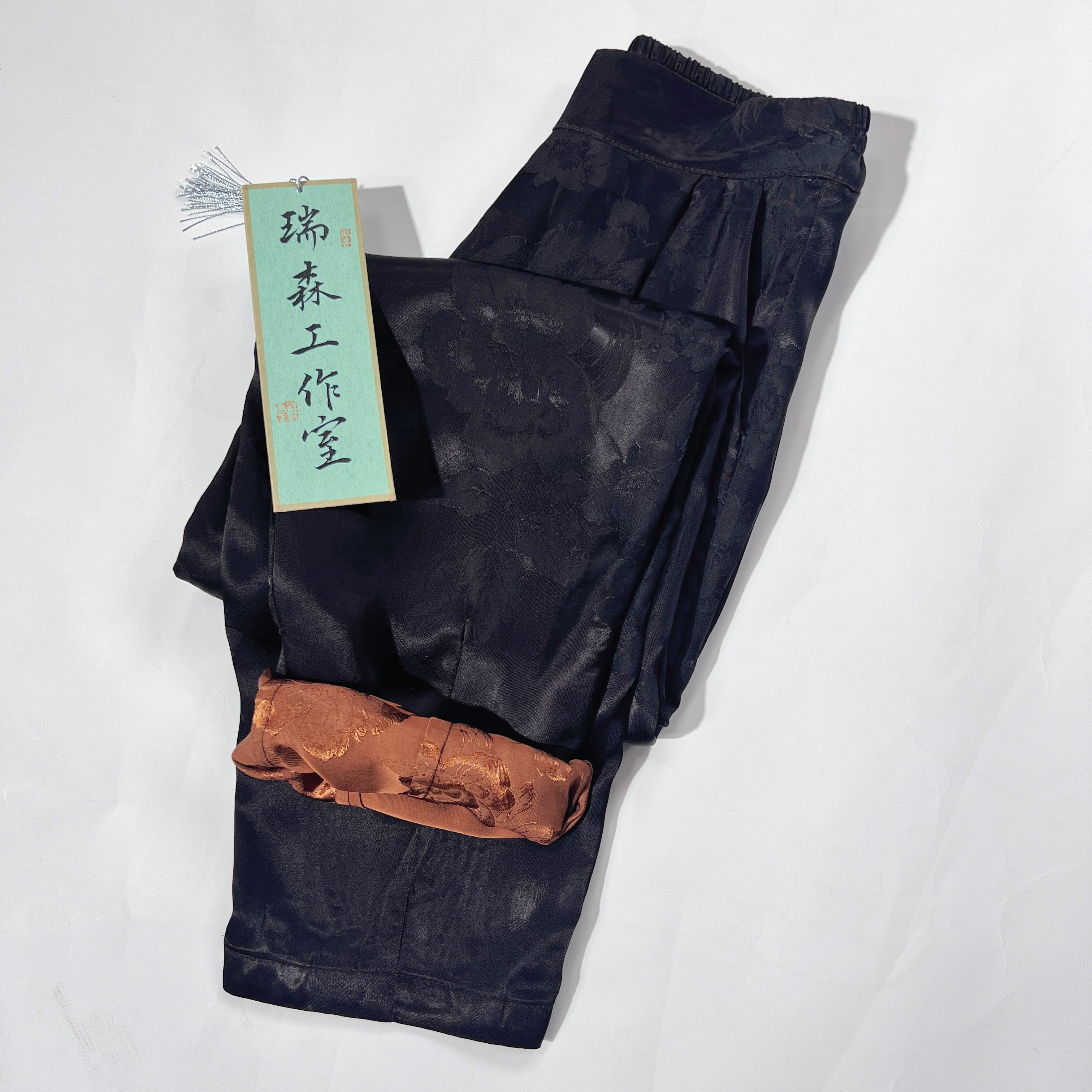 313 重磅桑蚕丝皮子料提花萝卜裤-腰围64-长度96cm