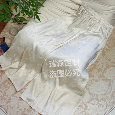 1081 特价清 中式国风重磅香云提花裙裤百搭气质-腰围66-裤长93