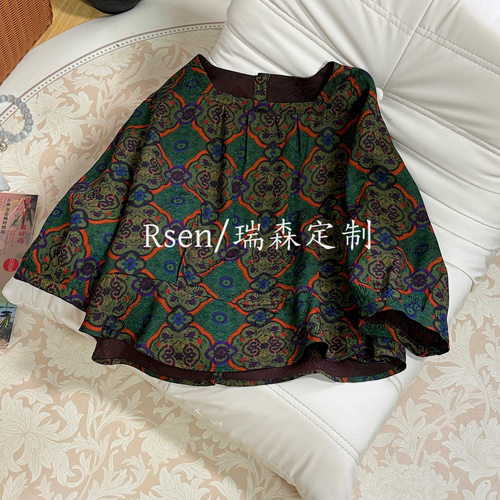 991 复古老料云纱花萝上衣T恤夏季薄款