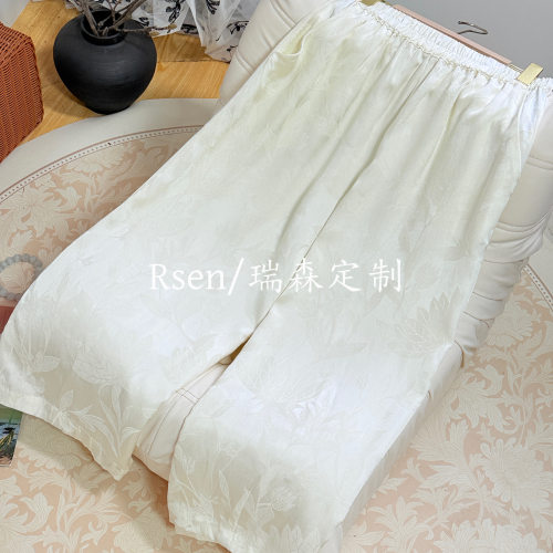 2691 夏季薄款松紧腰百搭休闲萝卜裤小脚裤国风提花裤